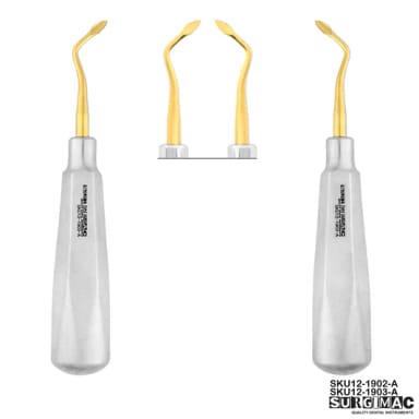 SurgiMac Air Series Spade Elevator Set, Left & Right, (TiN) Coated Gold Tips, Surgical Instruments