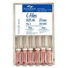 Patterson C-Files - 0.02 Taper, Stainless Steel, 6/Pkg - 21 mm, Size 10, Purple Handle